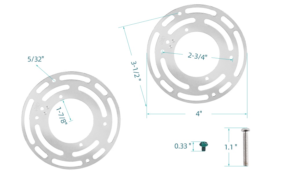 2 Pack Universal Light Fixture Crossbar Kit, 4 Inch Diameter Circle
