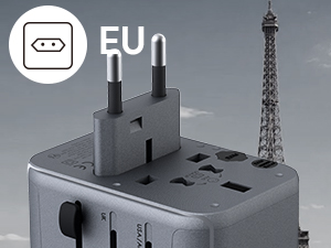 Universal Travel Adapter, EASEMO International Wall Charger with 3 USB-C & 2 USB... 21 EU plug