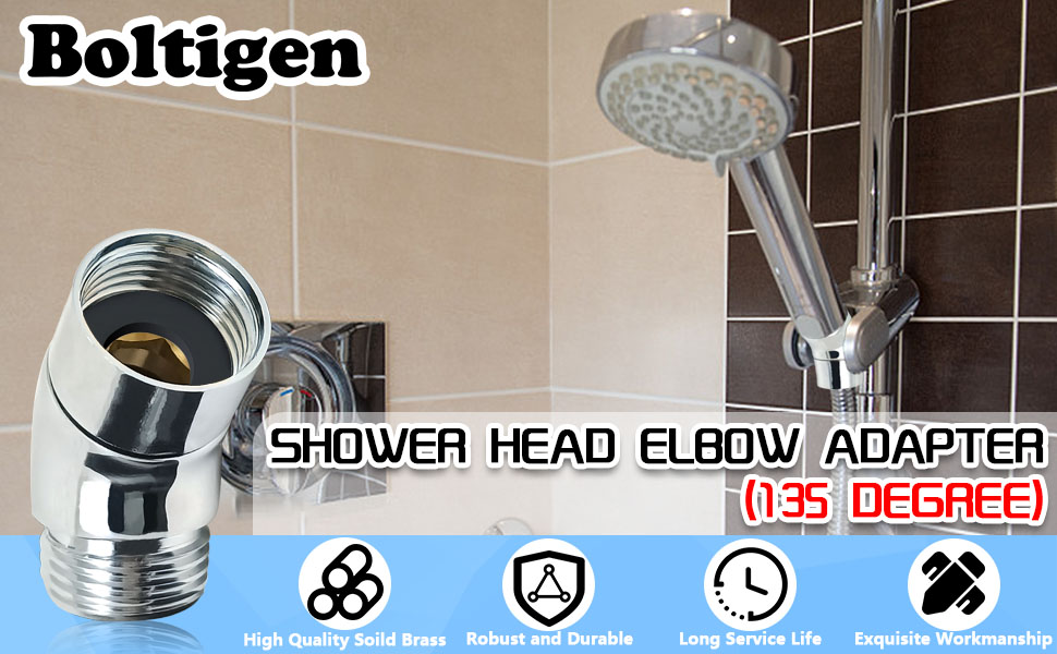 Shower Head Elbow Adapter 1/2"G Thread, 135 Degree Soild Brass Shower