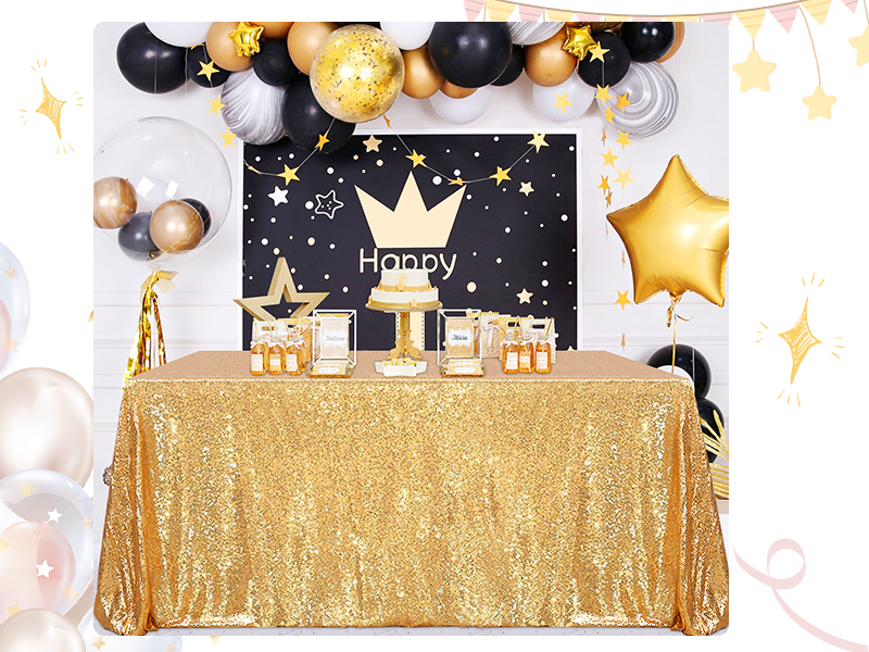 Gold sequin tablecloth