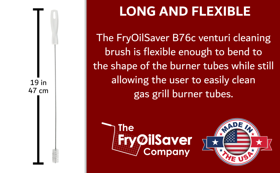 FryOilSaver Co, B76C, Gas Grill Venturi Brush, Venturi Tube Cleaning