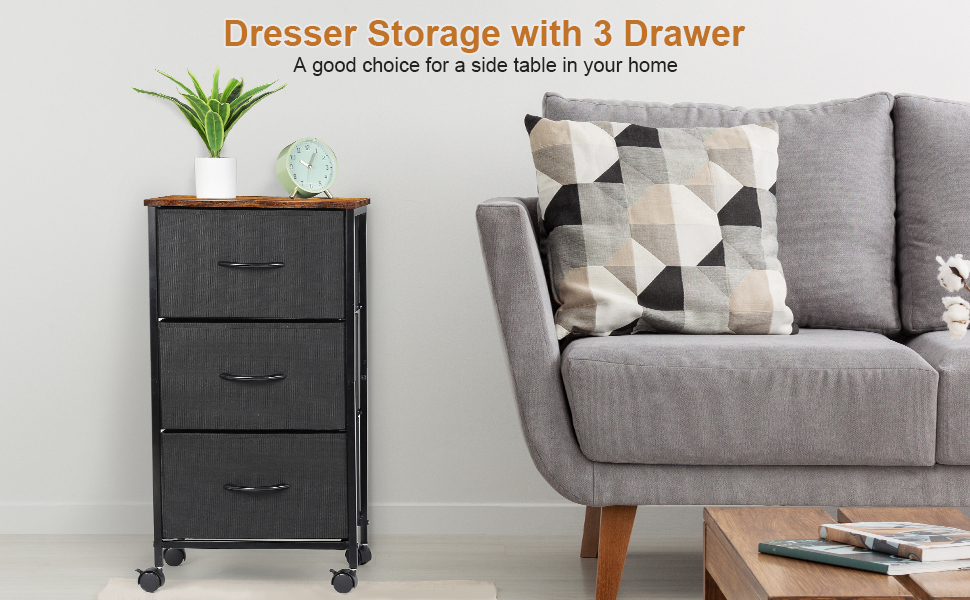 Small Dresser for Bedroom, 3 Drawer Fabric Storage Chest