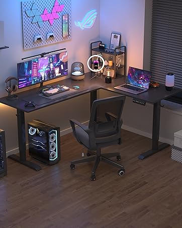 L Shaped 63x55 Inch Ergonomic Rising Desks for Work Home Office