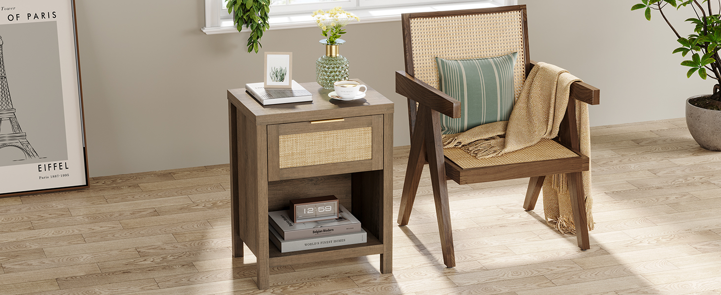 small rattan nightstand