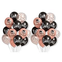 50th Birthday Decorations for Women white pink black glitter balloons hello fifty 50 & fabulous