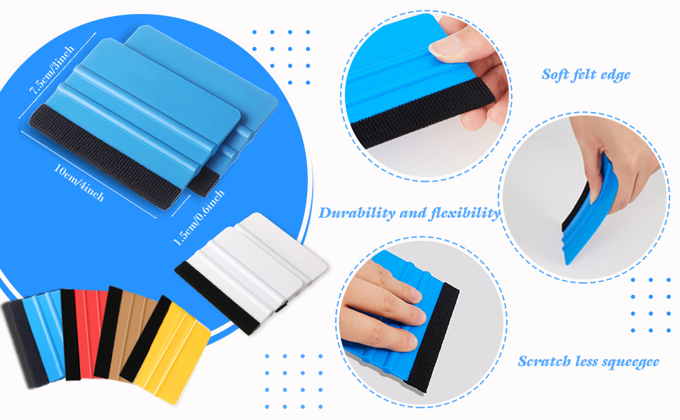 Shimeyao 24 Pcs Squeegee for Vinyl Decal 4 Inch Black Felt