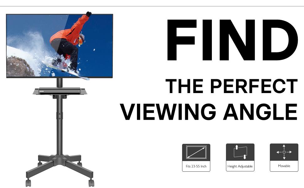 BONTEC Mobile TV Stand on Wheels for 2355 inch Plasma/LCD/LED TVs