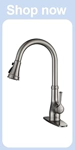 Black Stainless Kitchen Faucet with Pull Down Sprayer, Single Handle Commercial Modern RV Laundry Stainless Steel Sink Faucet 45 Faucet for Kitchen Sink