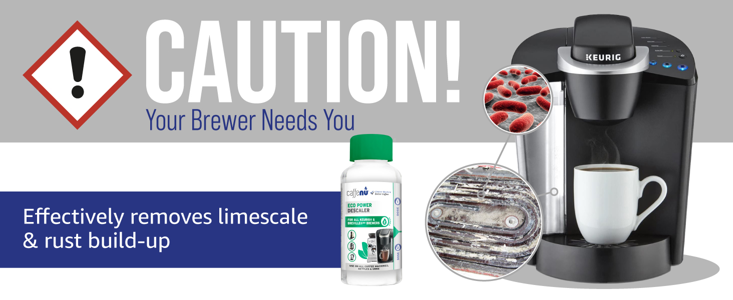 Caffenu Descaling Solution for Keurig Machines (2 bottles 4 Uses