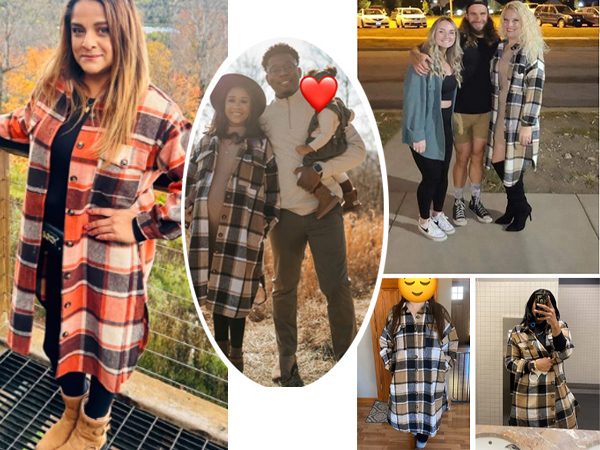 Amazon.com: Xaspee Womens Long Plaid Shacket Jacket Casual