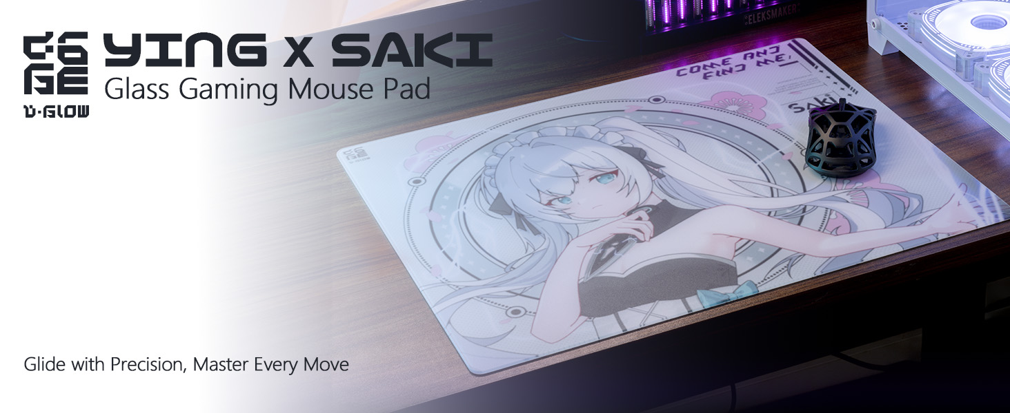 D-Glow Ying x SAKI Glass Gaming Mouse Pad