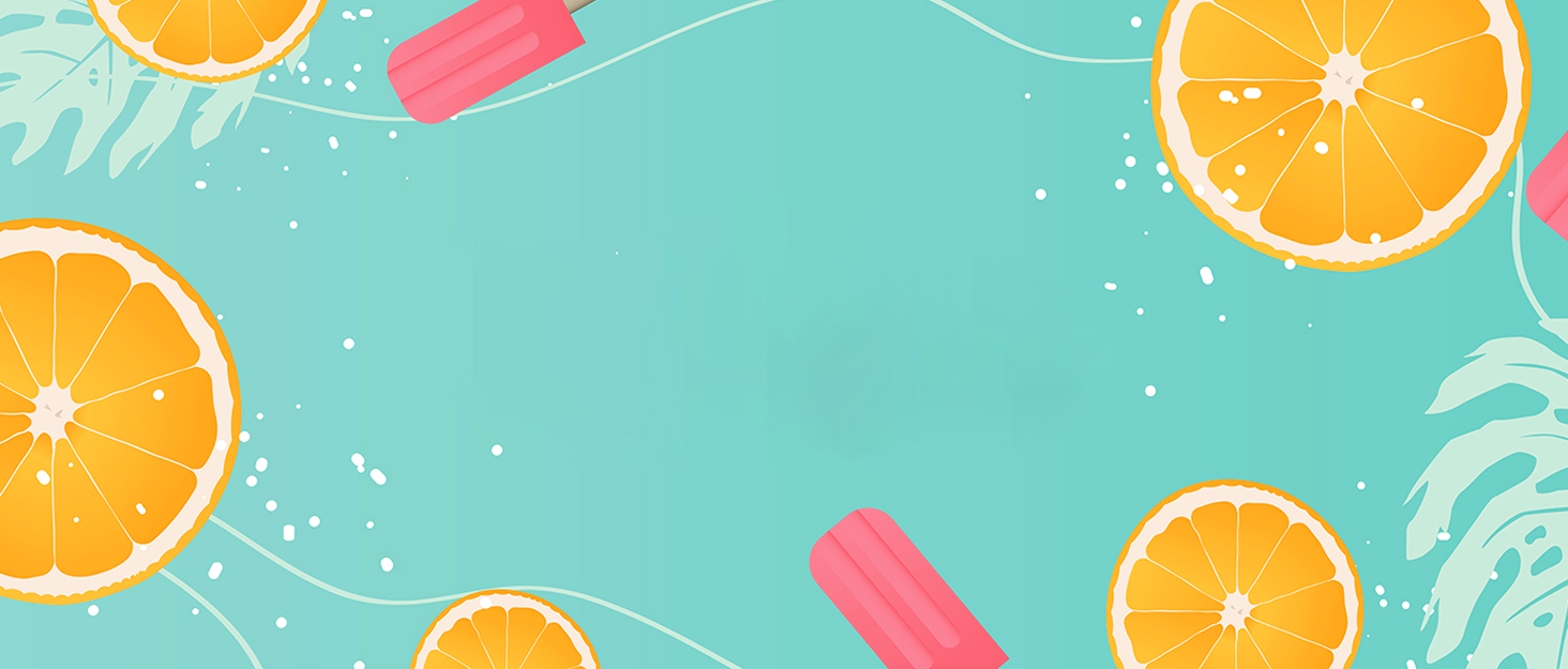 Orangenscheiben auf einem türkisfarbenen Hintergrundvektor