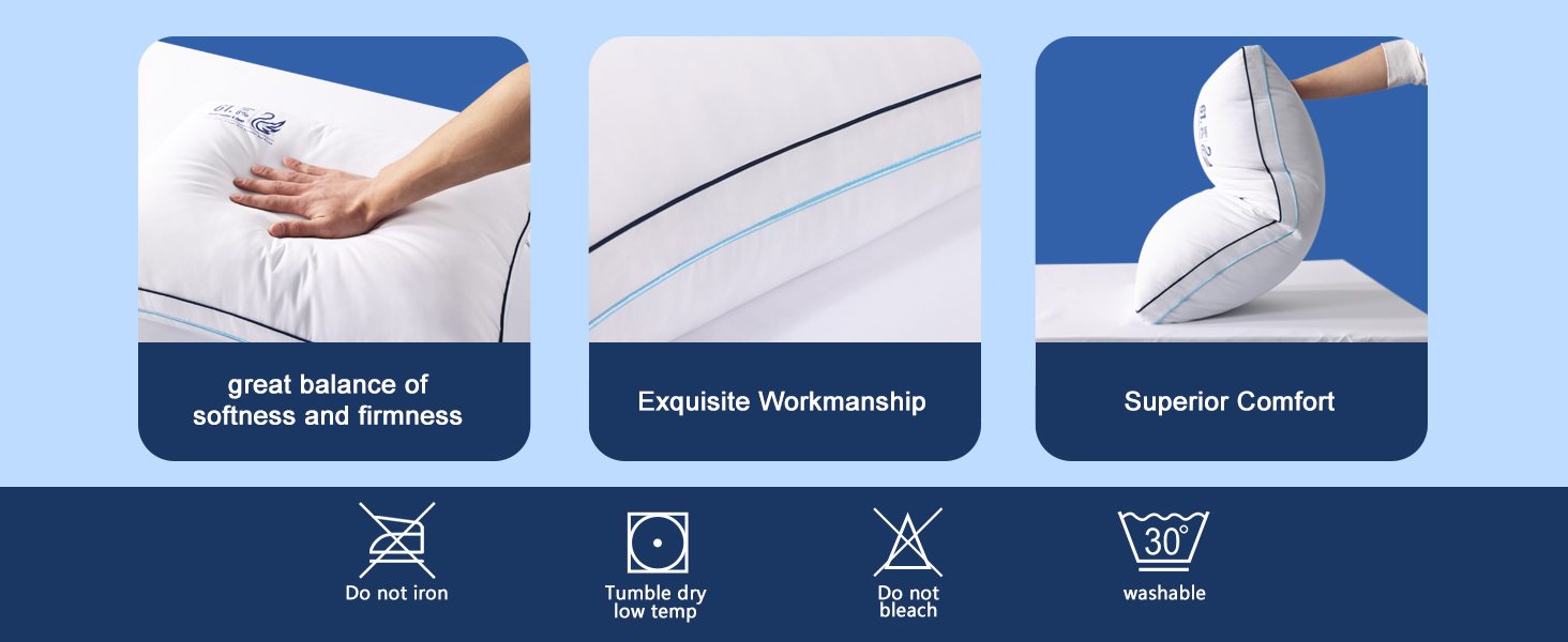 TEXARTIST Golden Ratio Goose Feather and Down Bed Pillow