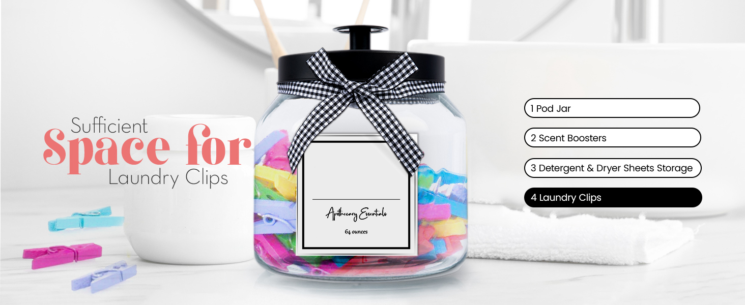 Glass Jar for Laundry Room Organization Jars Half Gallon