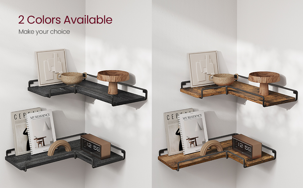 VASAGLE Corner Shelf Wall Mount Set of 2, Corner Floating