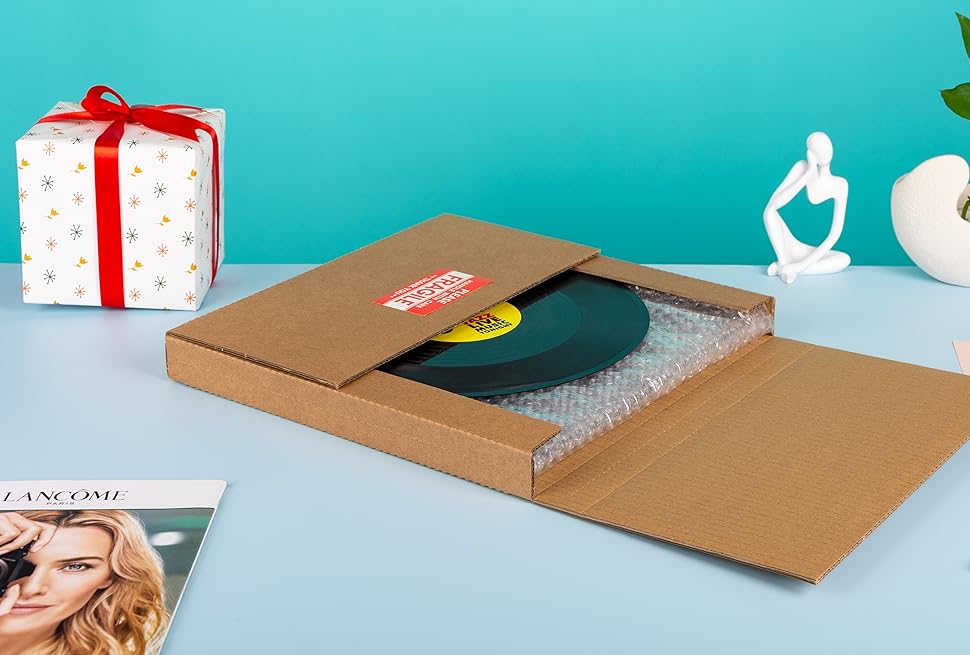 13" Kraft Vinyl Record Mailers 13 x 13 x 1 Inch LP Mailing Corrugated Cardboard
