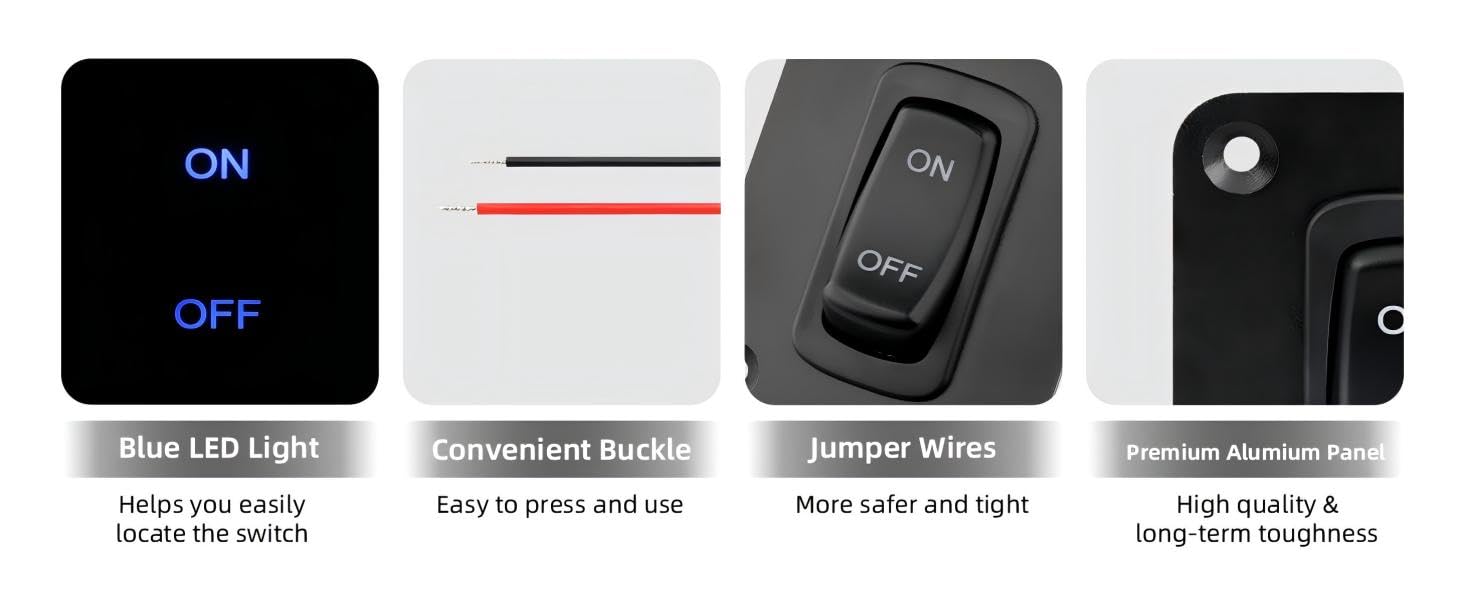 ULITECO Rocker Switch Panel, 1 Gang Toggle Switch Panel 12V