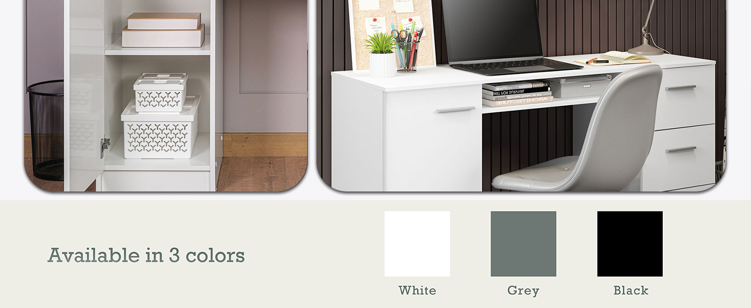 Madesa Home Office Computer Writing Desk with 3 Drawers, 1 Door and 1