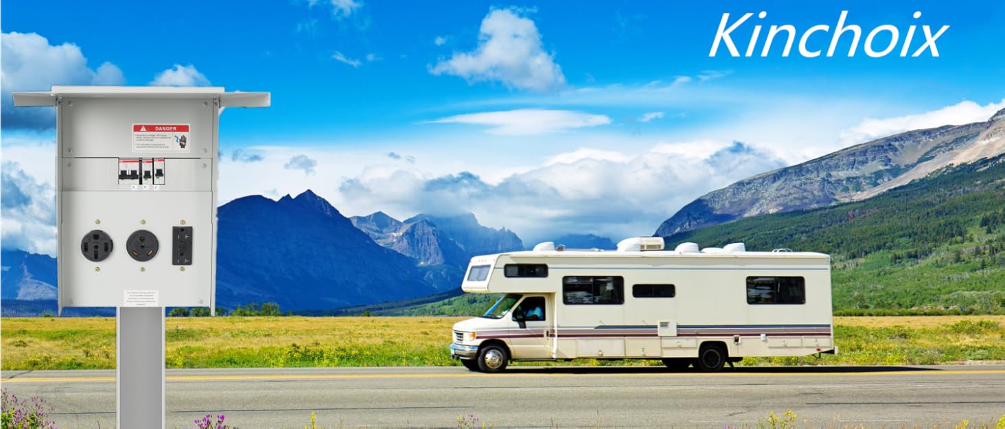 Kinchoix Temporary Power Outlet Panel with 20 50 Amp RV Receptacle