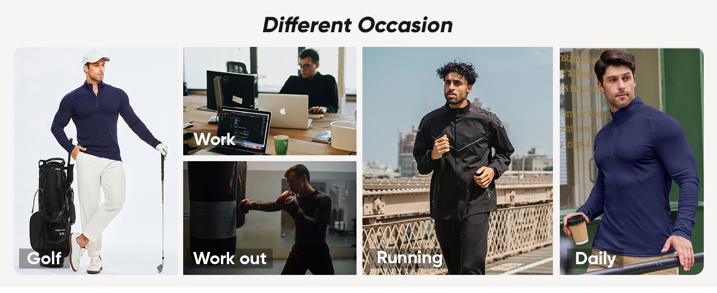 JMIERR Mens Quarter Zip Shirt Casual Quick Dry Moisture Wicking Long Sleeve Ribbed Athletic Workout Pullover Tee 25 Workout Shirts