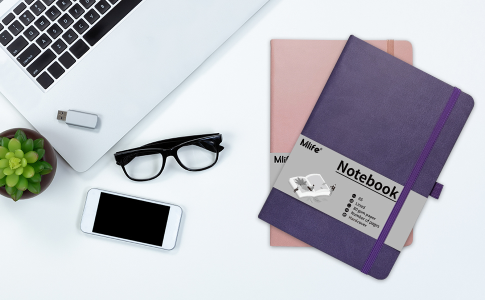 Mlife A5 Journal Notebook,Lined Hardback Notebook with Pen Holder,192