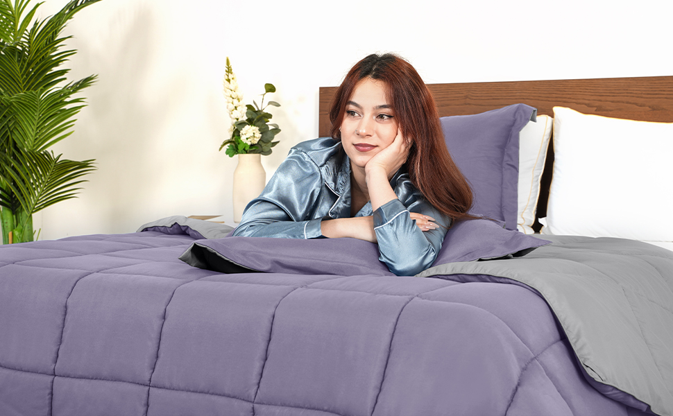 Satisomnia Full Size Comforter Sets Purple, Lightweight and
