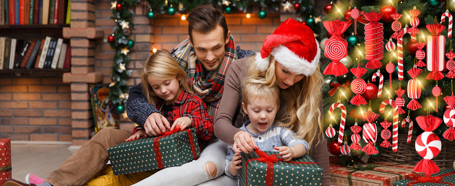 red white candy cane christmas tree decorations