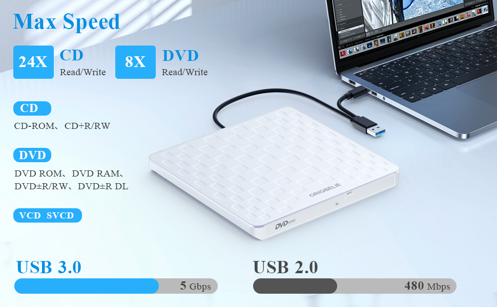 Amazon origbelie external cd dvd drive for laptop ultra slim 13mm