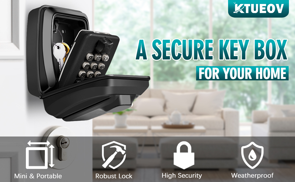 KTUEOV Key Safe, Key Boxes Wall Mounted 12 Digit Combination Key Lock