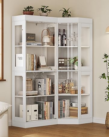 UKAOCAI 70.1" Large Corner Cabinet with Glass Doors