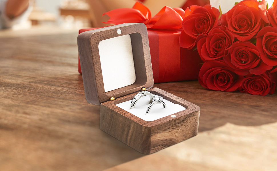 Amazon.com: Wooden Ring Box for Wedding Ceremony 2 Slots