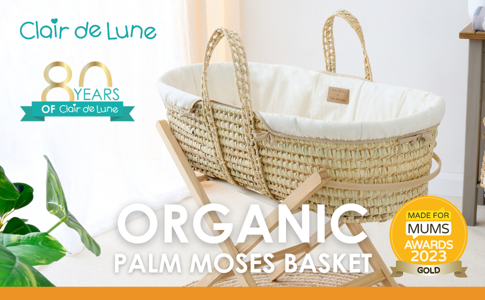Clair de Lune Organic Palm Moses Basket Baby Natural Palm