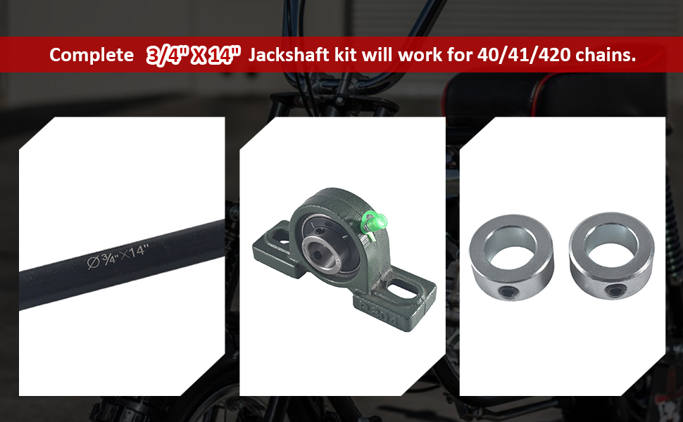 FUWTLP Jackshaft Go Kart Minibike Complete Jackshaft Kit 3/4" X 14" 40/41/420 Chain