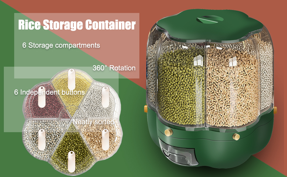 Simmpatuu Grain Dispenser, 20lb Rice and Cereal Storage