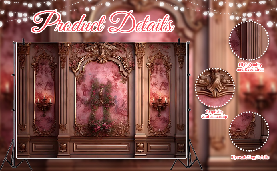 ZJRBJB 10x6.5ft Vintage Room Inside Backdrop Pink Rose