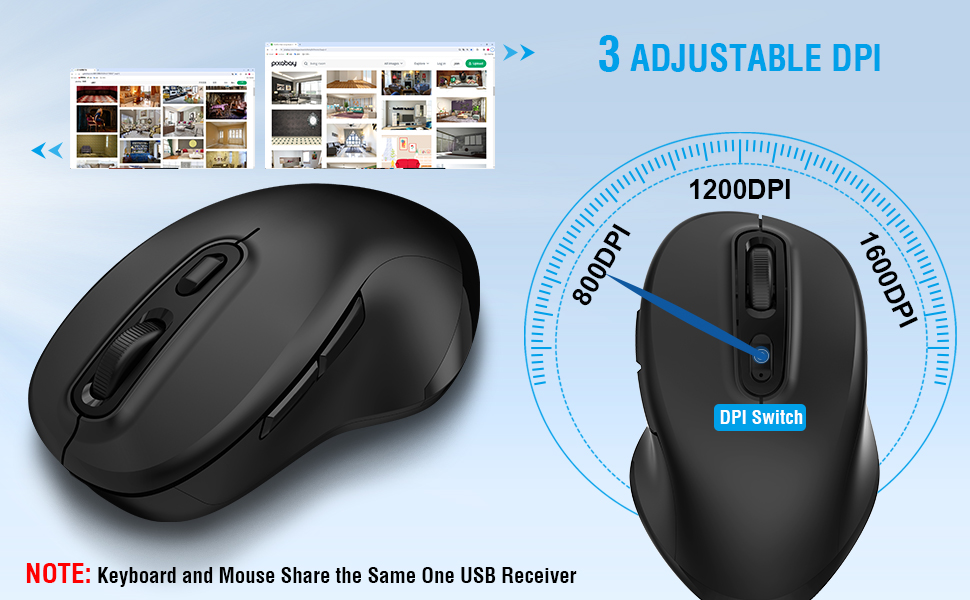 Wireless Keyboard and Mouse Combo, EDJO 2.4GHz Rechargeable