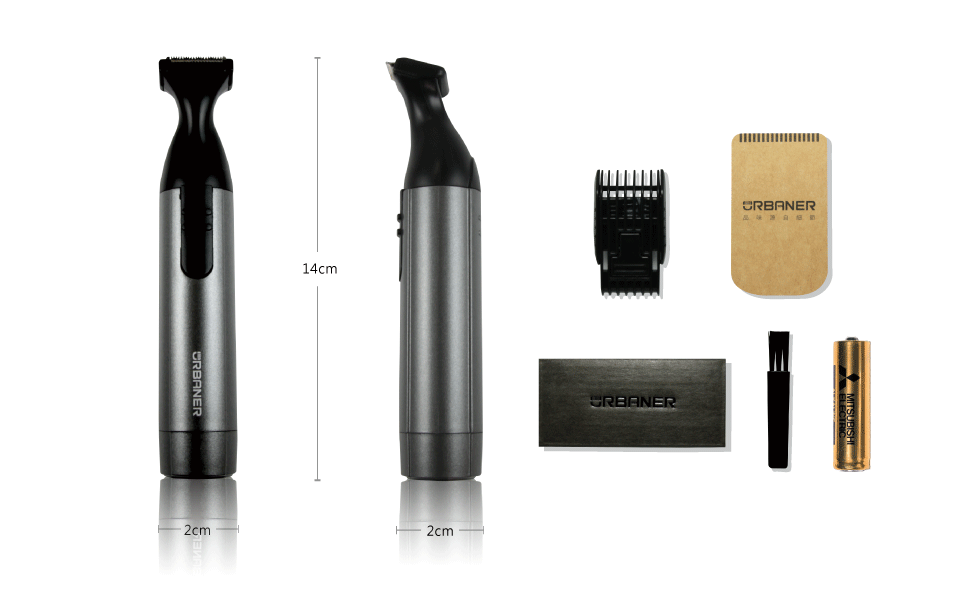 URBANER MB042 Battery Operated Mustache Trimmer, Waterproof Cordless Beard Trimmer