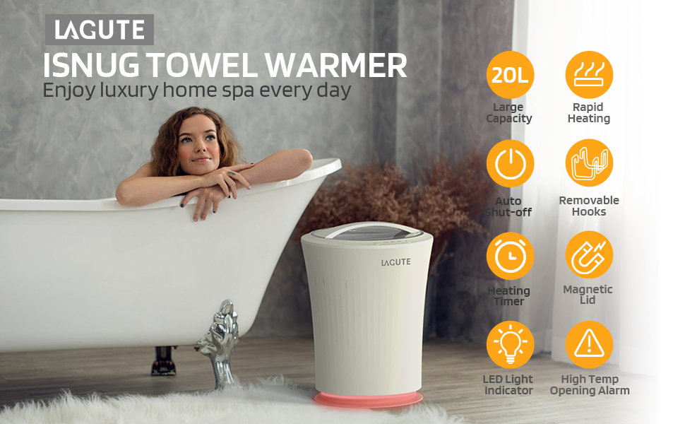 Lagute iSnug Towel Warmer, with 3Level Timer, Warning