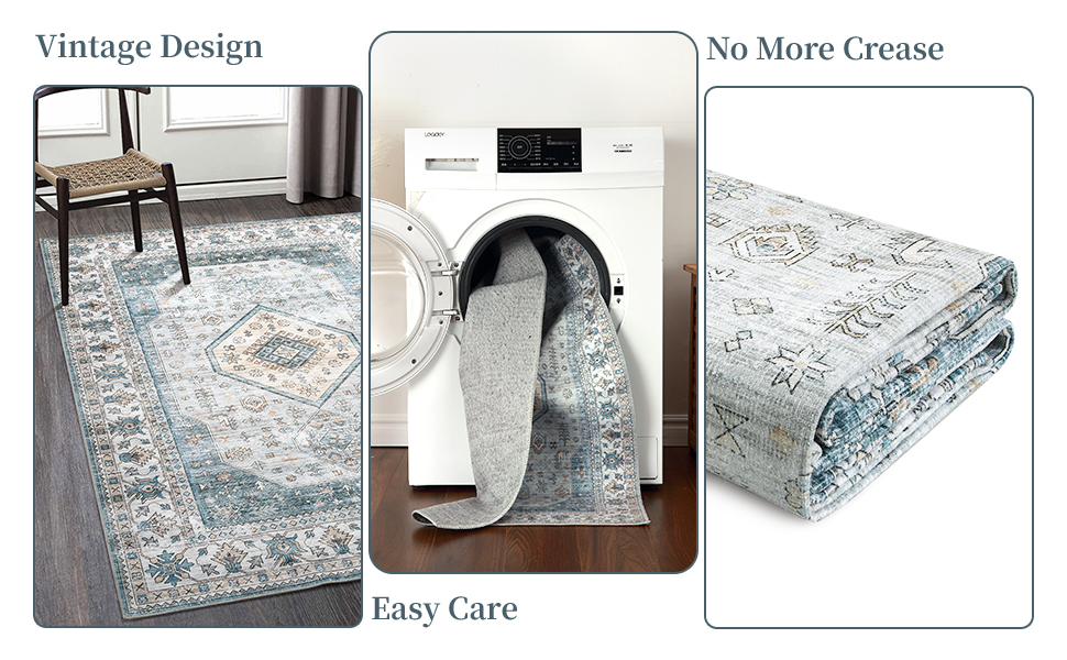 ROYHOME Large Living Room Area Rug 9x12 Indoor Stain Resistant Area Rug Vintage Area