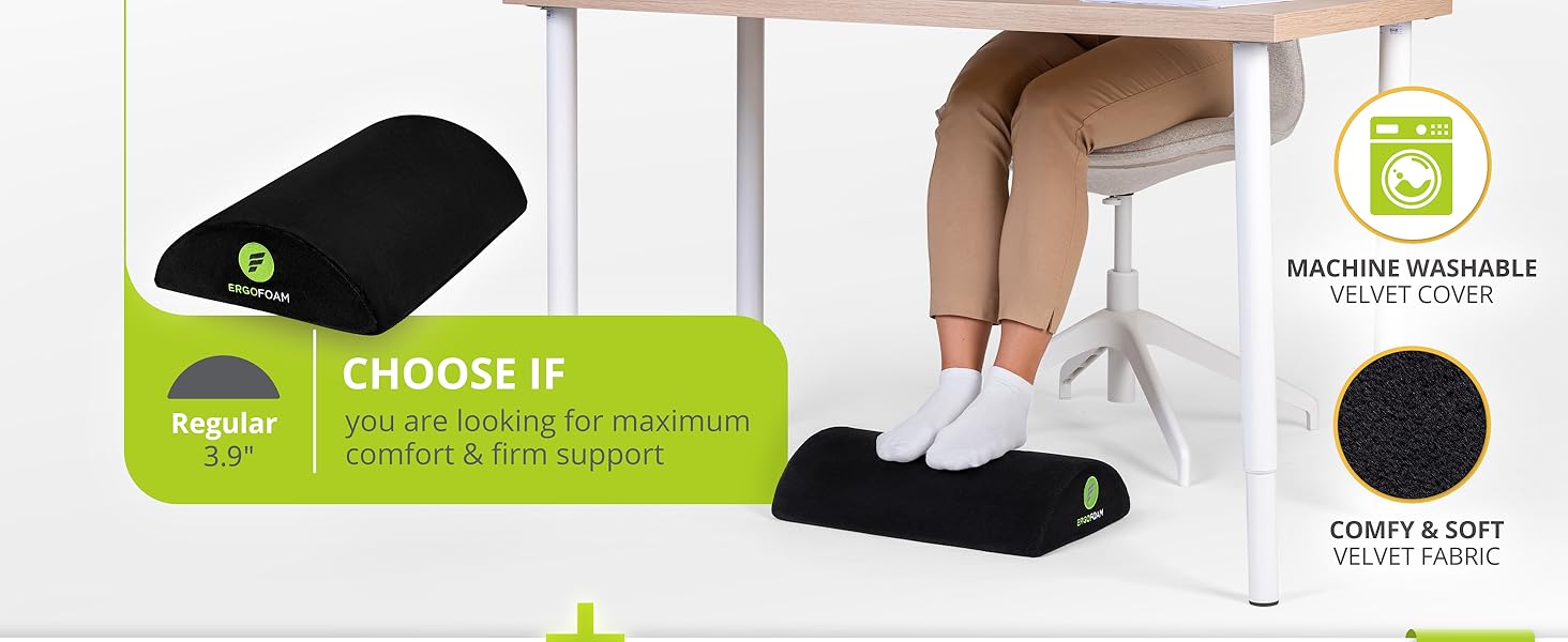 ErgoFoam Ergonomic Foot Rest Under Desk Premium Velvet Soft Foam