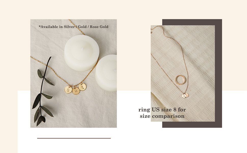 personalized engraved tiny coin initial necklace gold rose gold