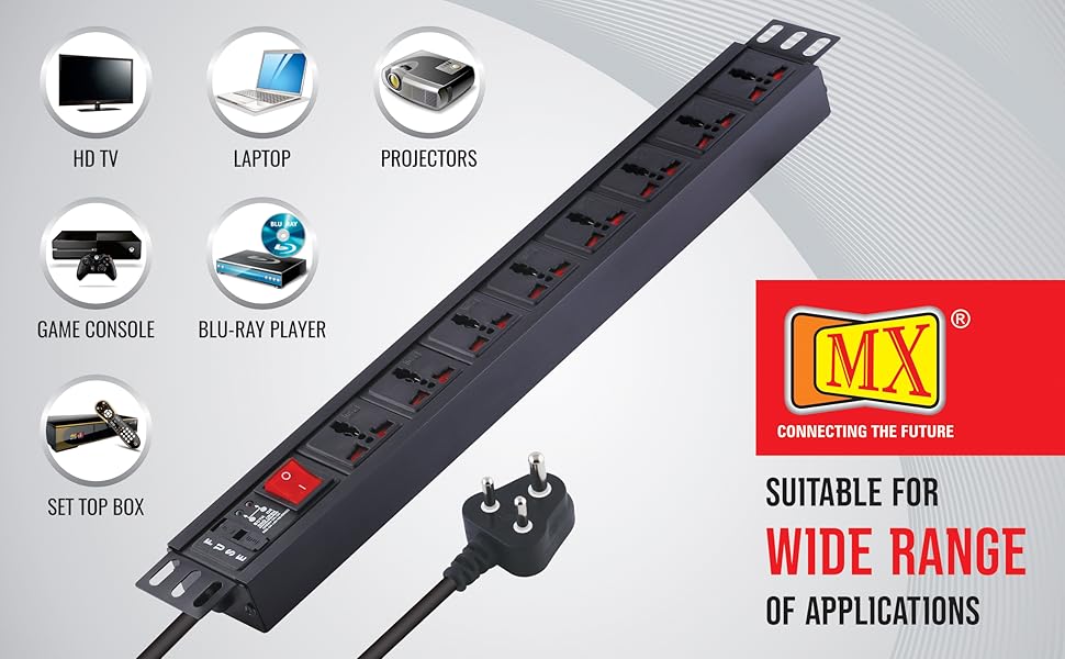 MX 8 Outlet 5 AMP Universal Socket Extension Board with Child Safety