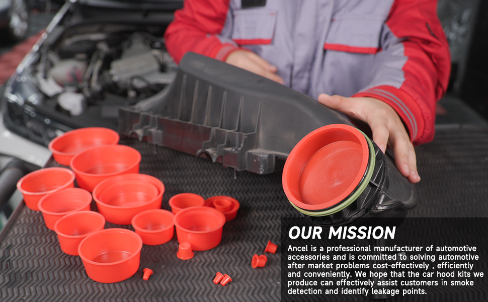 ANCEL Automotive Red Cap Plugs Kit 23 PCS Set for Smoke Leakage Testing