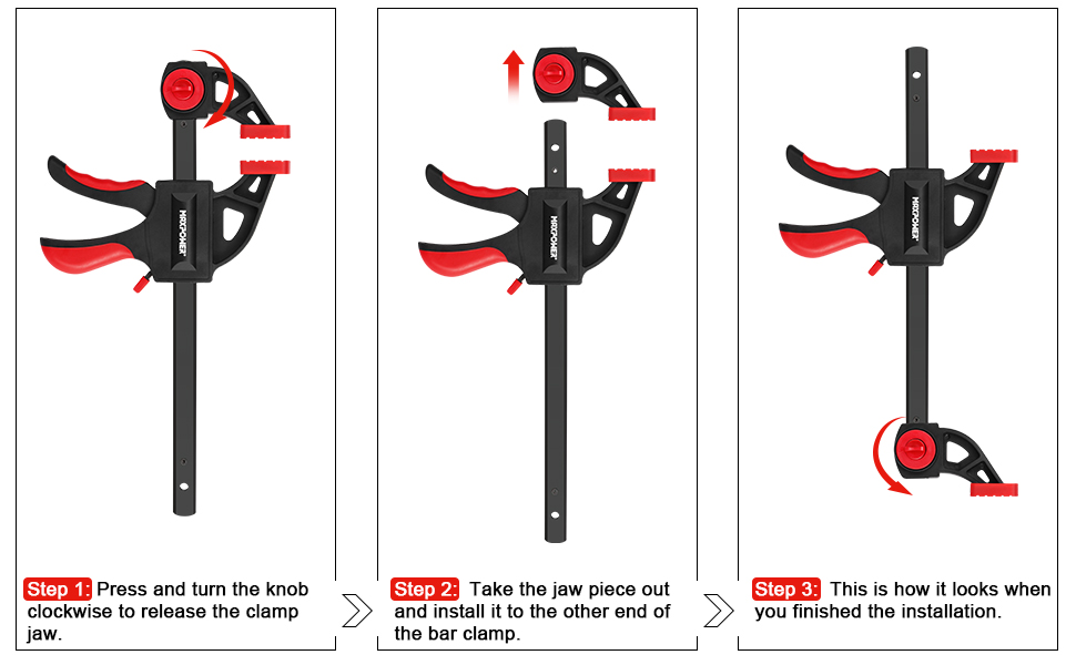 MAXPOWER Bar Clamp for Woodworking, Quick Release Wood Clamps Convert