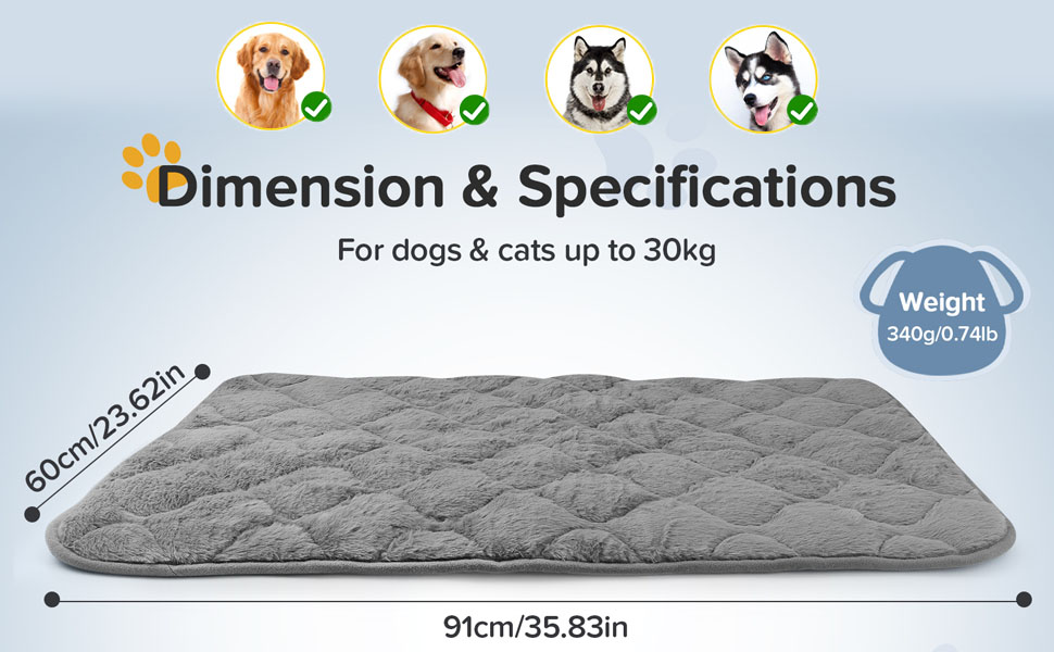 WAKERUG Large Dog Bed XL, 91x58cm Dog Crate Bed Washable, Pet Mat