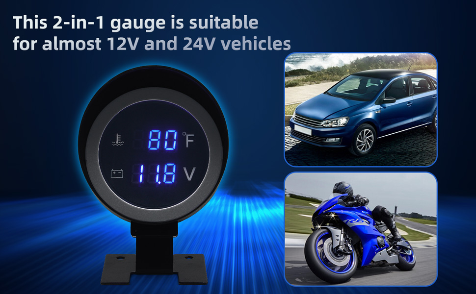 Faymizsa Water Temp Gauge Fahrenheit + Voltmeter Gauge 2 in