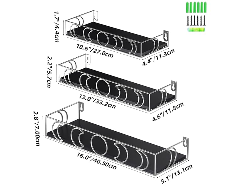 Silver Moon Motif floating shelves