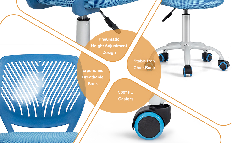 BABY JOY Kids Desk Chair, Adjustable Children Study Chair, Swivel Chair