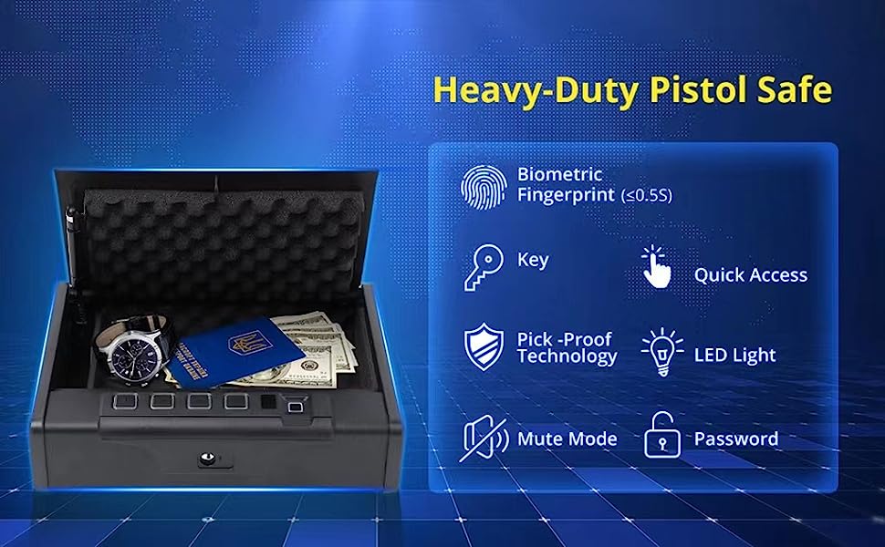 Biometric Gun Safes, Quick Access Gun Lock Box with