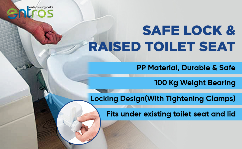 entros 6Inches With Lid Toilet Commode Seat Raiser Elevator Extension